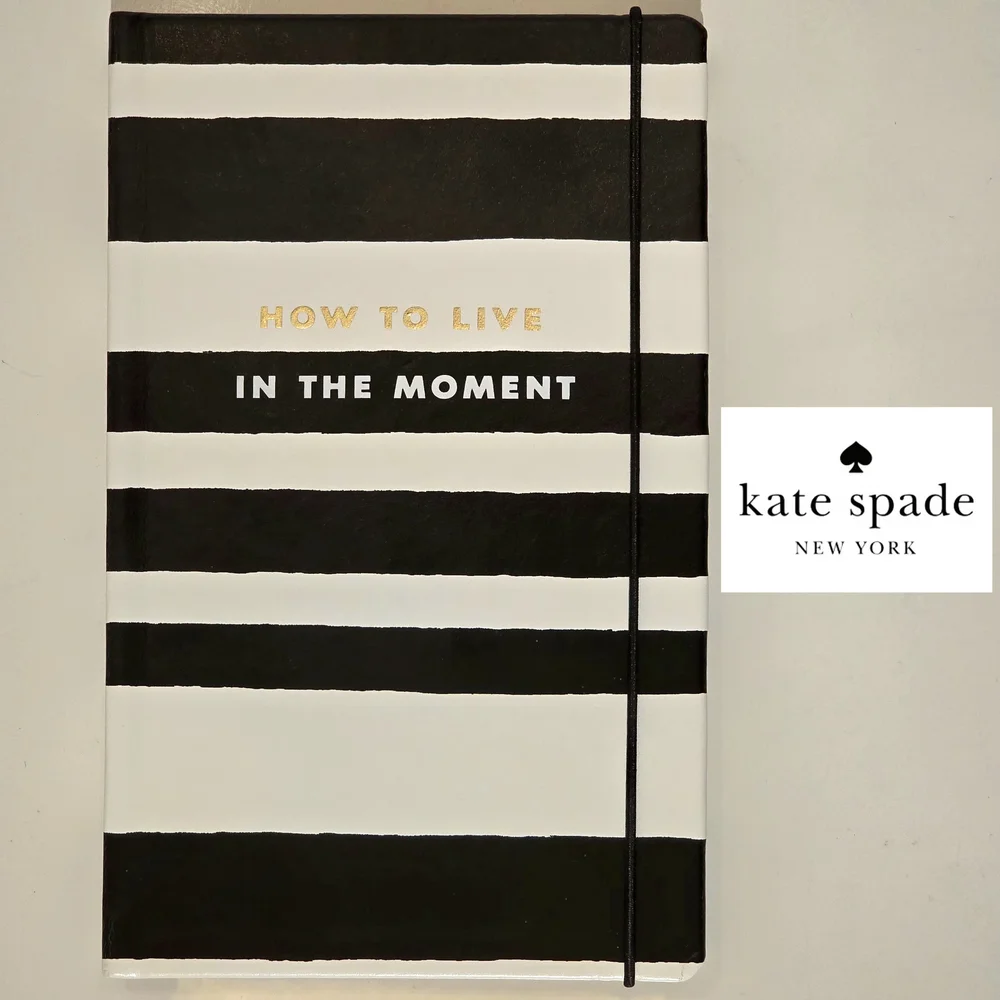 NWT Kate Spade ♠️ 'How To Live In The Moment' Black and White Striped Journal